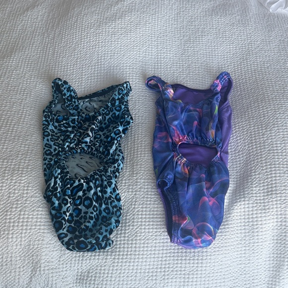 Purple and Blue Leopard Kids One Piece Swimsuit - jamwear Leo’s - Picture 3 of 3